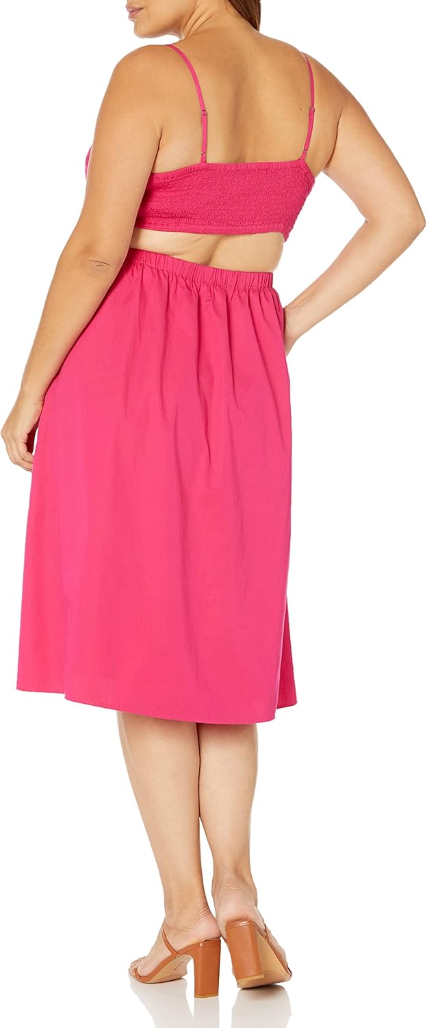 SIZE LARGE The Drop Women's Makenna Strappy Cross-Front Smocked-Back Midi Dress